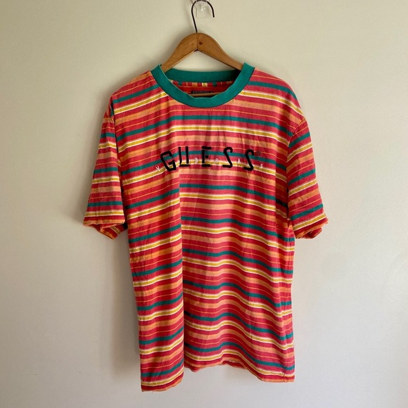 Guess x J Balvin Vibras Tour Striped Crew Cotton T-Shirt - Picture 1 of 7